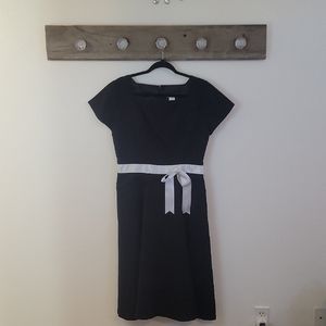 Mikarose Elegant Black Dress with White Ribbon SZ LG